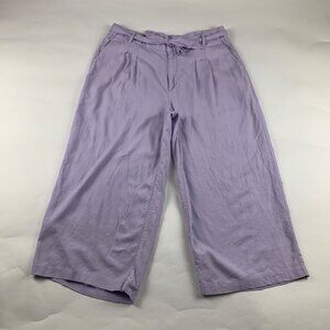 Old Navy Dusky Lavender Linen Blend Belted Wide Leg Cropped Pant XL
